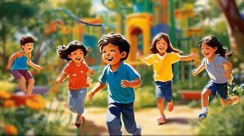 Children playing and learning